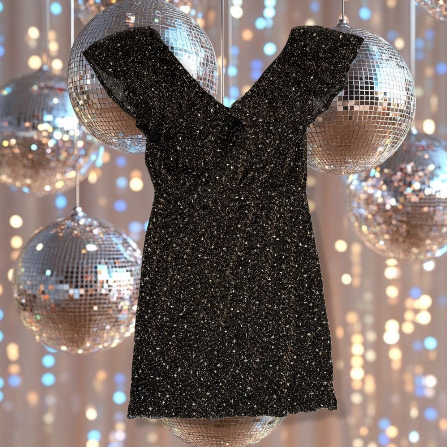 VESTIDO NEGRO CON BRILLO | FLYING TOMATO | M