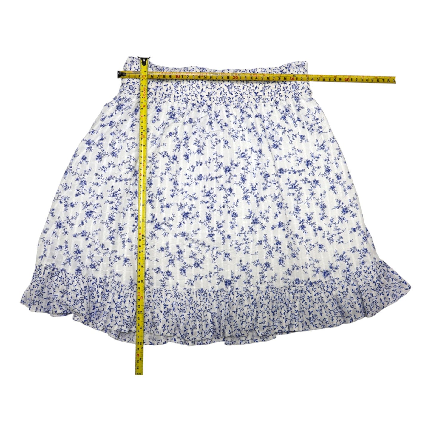 FALDA CORTA BLANCA CON ESTAMPADO FLORAL AZUL | LOFT | TALLA XS