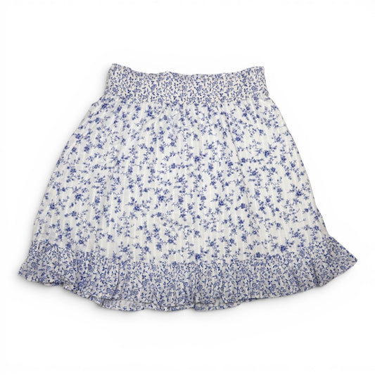 FALDA CORTA BLANCA CON ESTAMPADO FLORAL AZUL | LOFT | TALLA XS