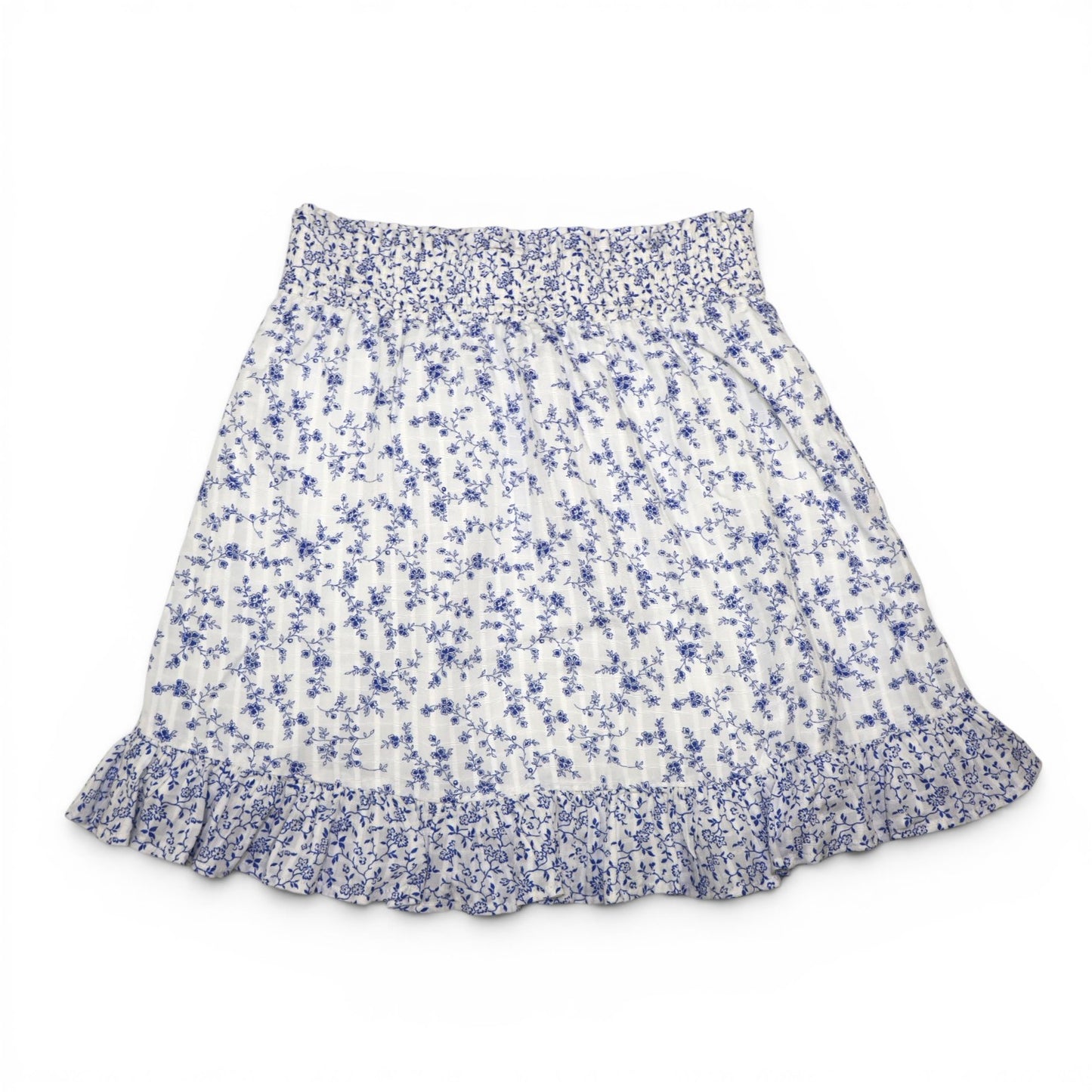 FALDA CORTA BLANCA CON ESTAMPADO FLORAL AZUL | LOFT | TALLA XS