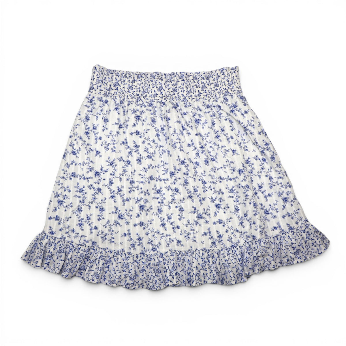NEW | FALDA CORTA BLANCA CON ESTAMPADO FLORAL AZUL | LOFT | TALLA XS