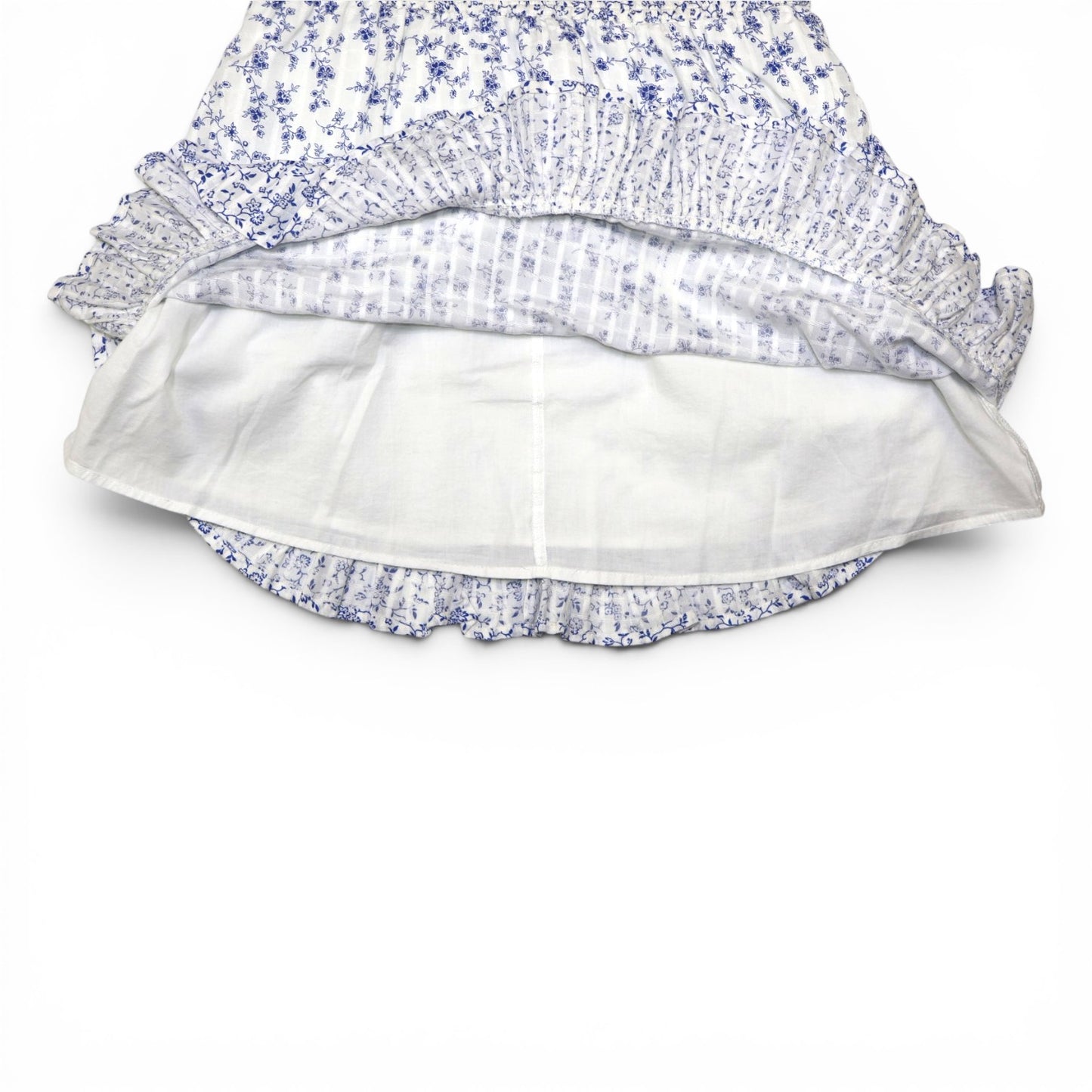 FALDA CORTA BLANCA CON ESTAMPADO FLORAL AZUL | LOFT | TALLA XS