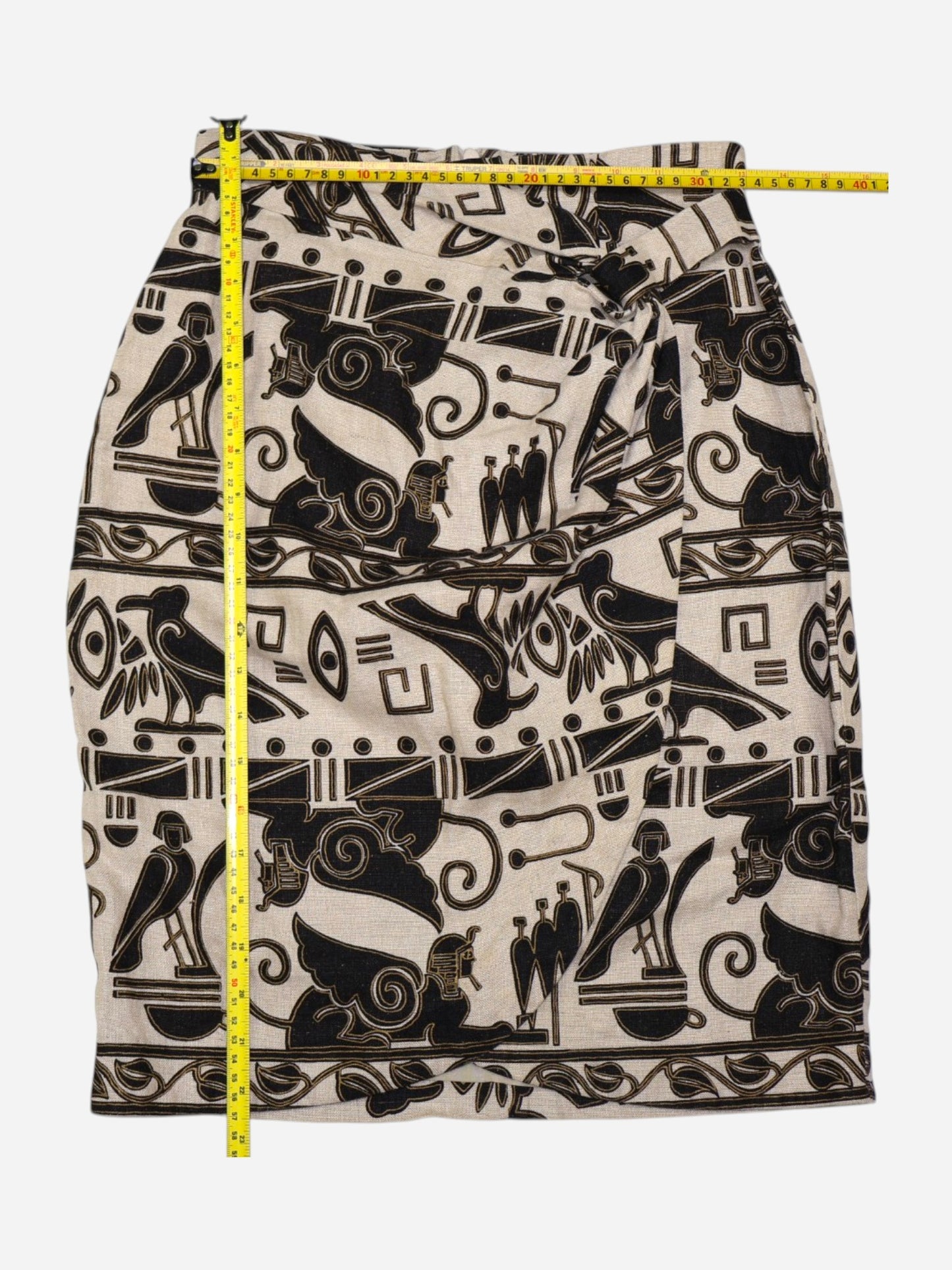 FALDA MIDI VINTAGE DE LINO CON ESTAMPADO EGIPCIO | ANDREA JOVINE | TALLA 4