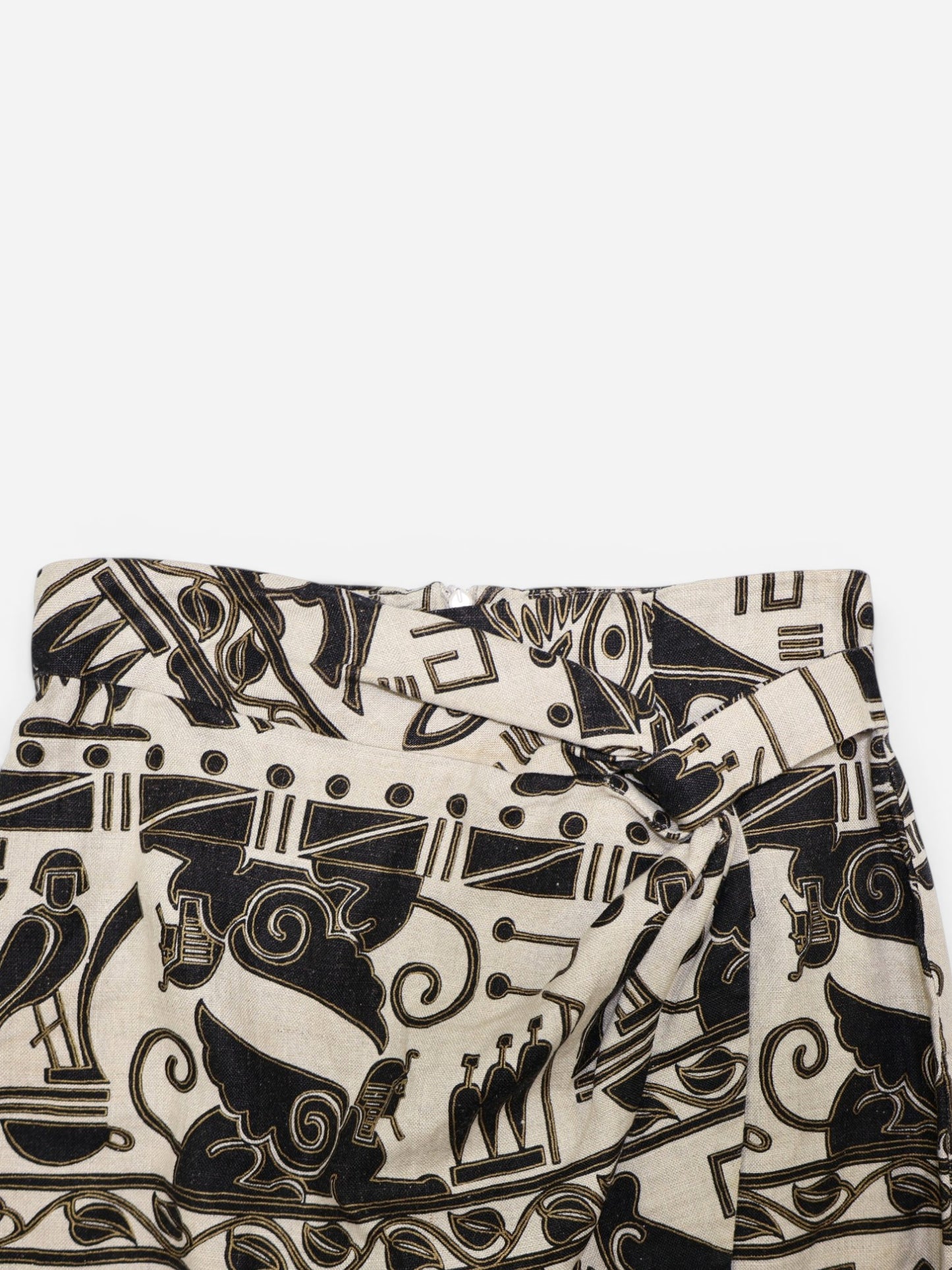 FALDA MIDI VINTAGE DE LINO CON ESTAMPADO EGIPCIO | ANDREA JOVINE | TALLA 4