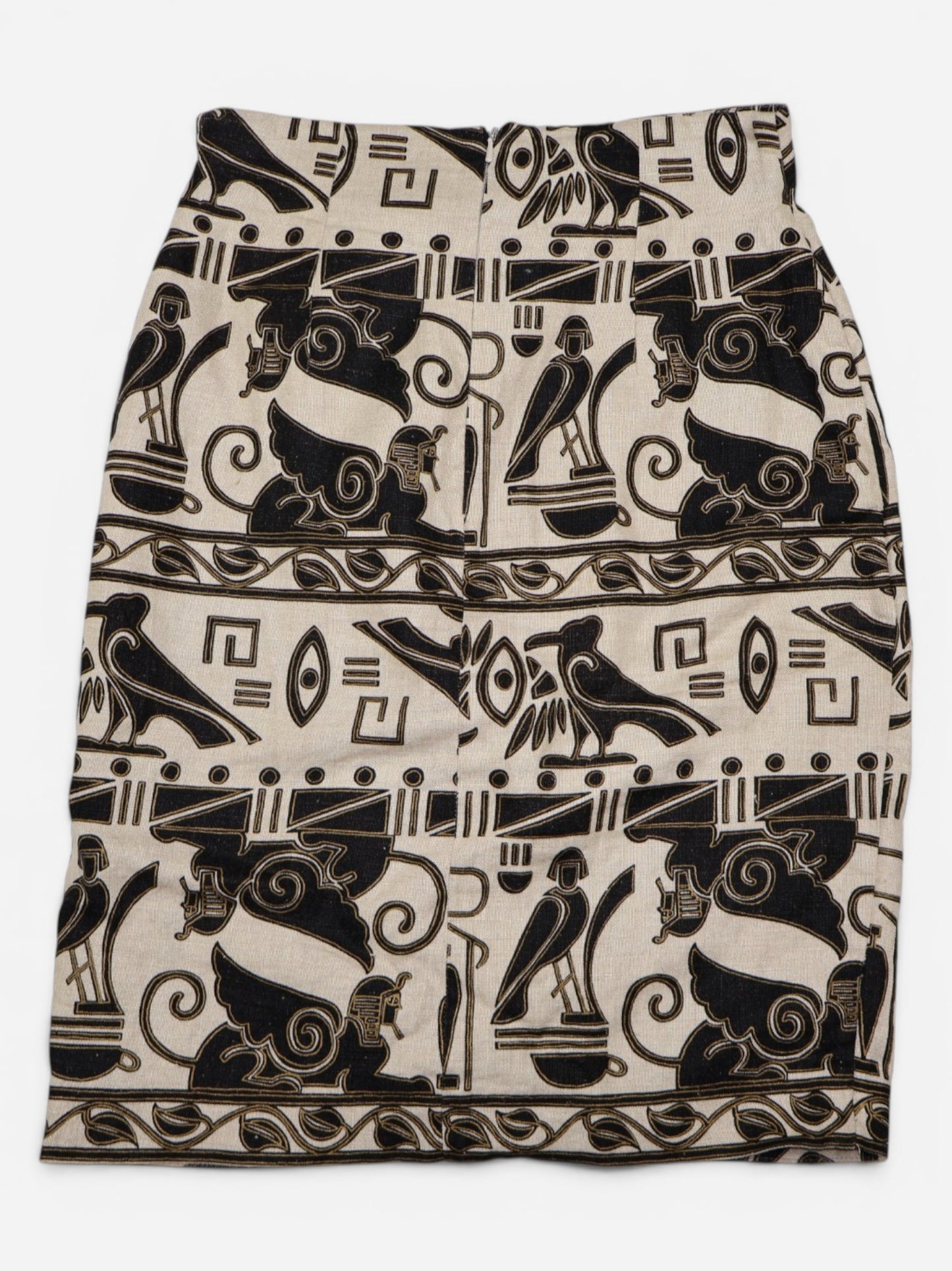 FALDA MIDI VINTAGE DE LINO CON ESTAMPADO EGIPCIO | ANDREA JOVINE | TALLA 4