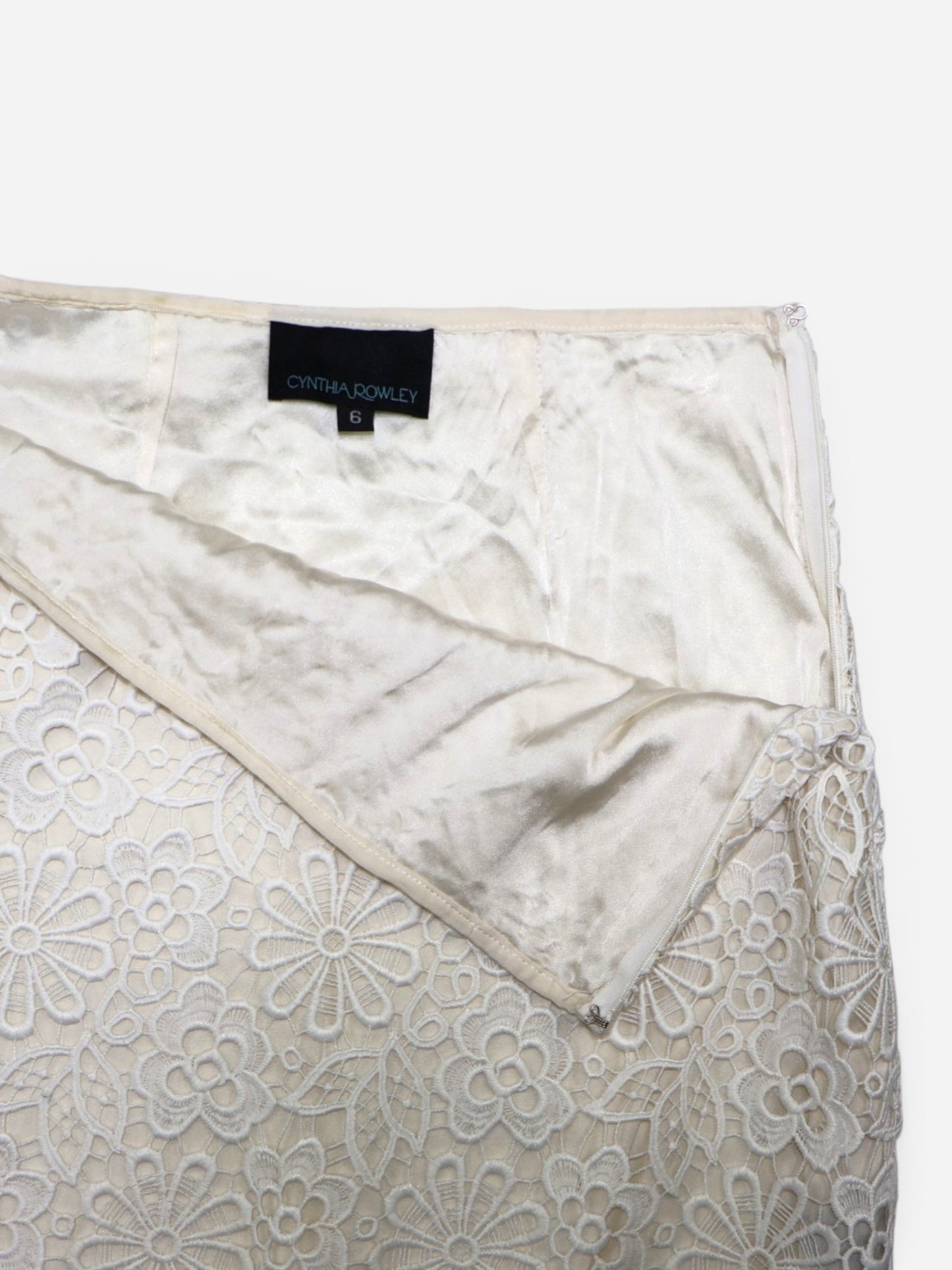 FALDA MIDI DE ENCAJE GUIPUR FLORAL | CYNTHIA ROWLEY | TALLA 6