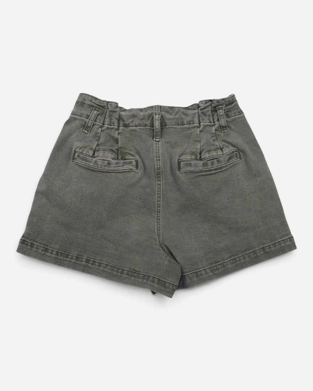 Shorts de jean verde de tiro alto con pliegues para mujer, marca American Eagle, talla 2, ropa de segunda mano en República Dominicana