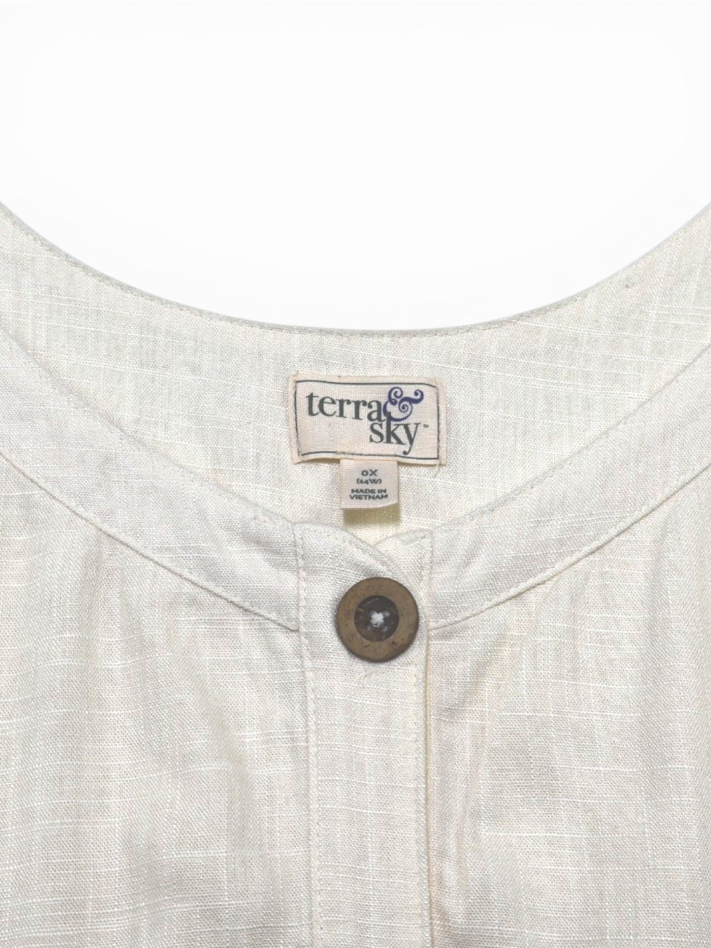 BLUSA DE MEZCLA DE LINO SIN MANGAS | TERRA & SKY | TALLA 0X (14W)