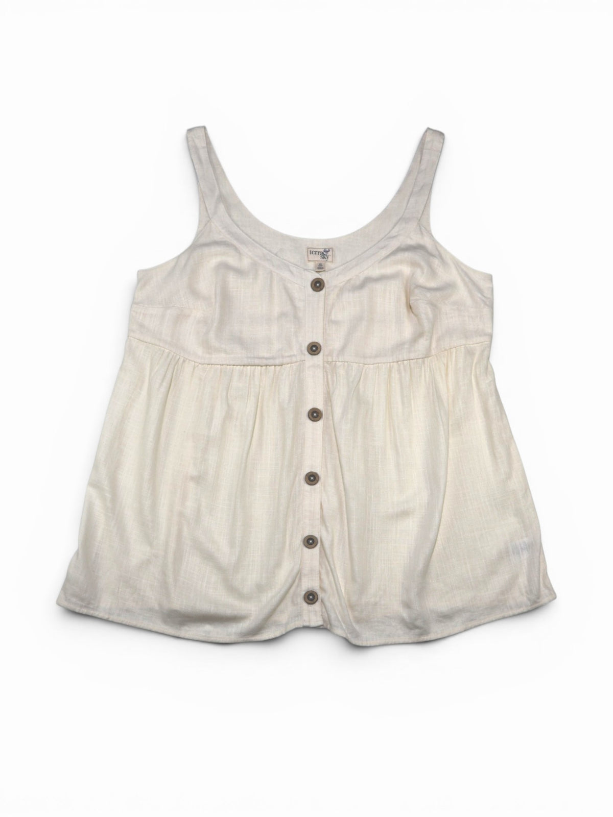 BLUSA DE MEZCLA DE LINO SIN MANGAS | TERRA & SKY | TALLA 14W (0XL)
