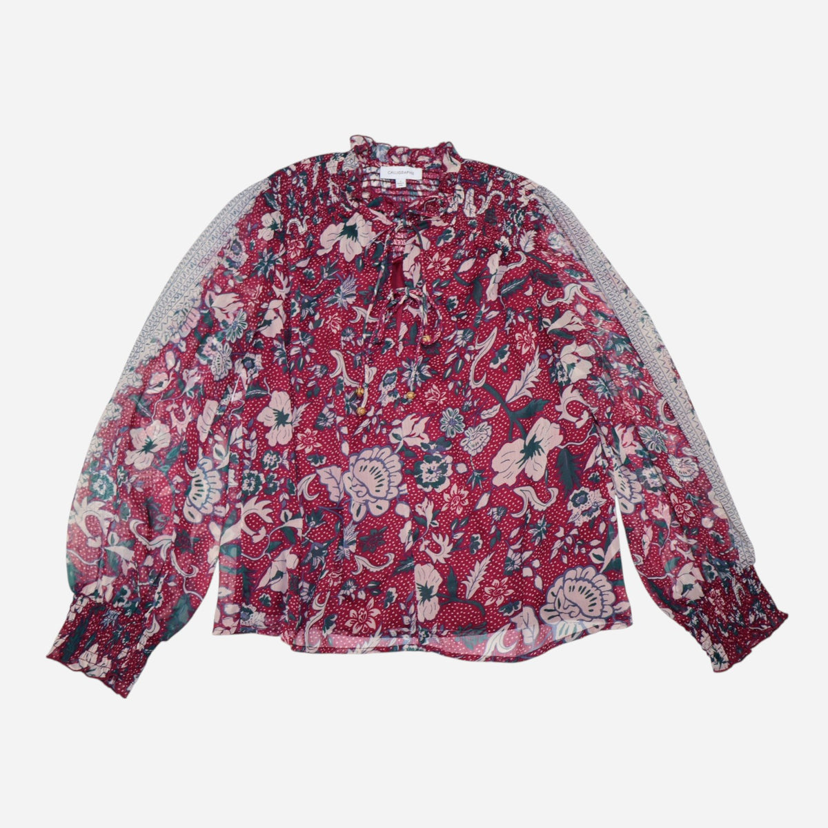 BLUSA CON ESTAMPADO FLORAL MANGA LARGA | CALLIGRAPHIE | TALLA S