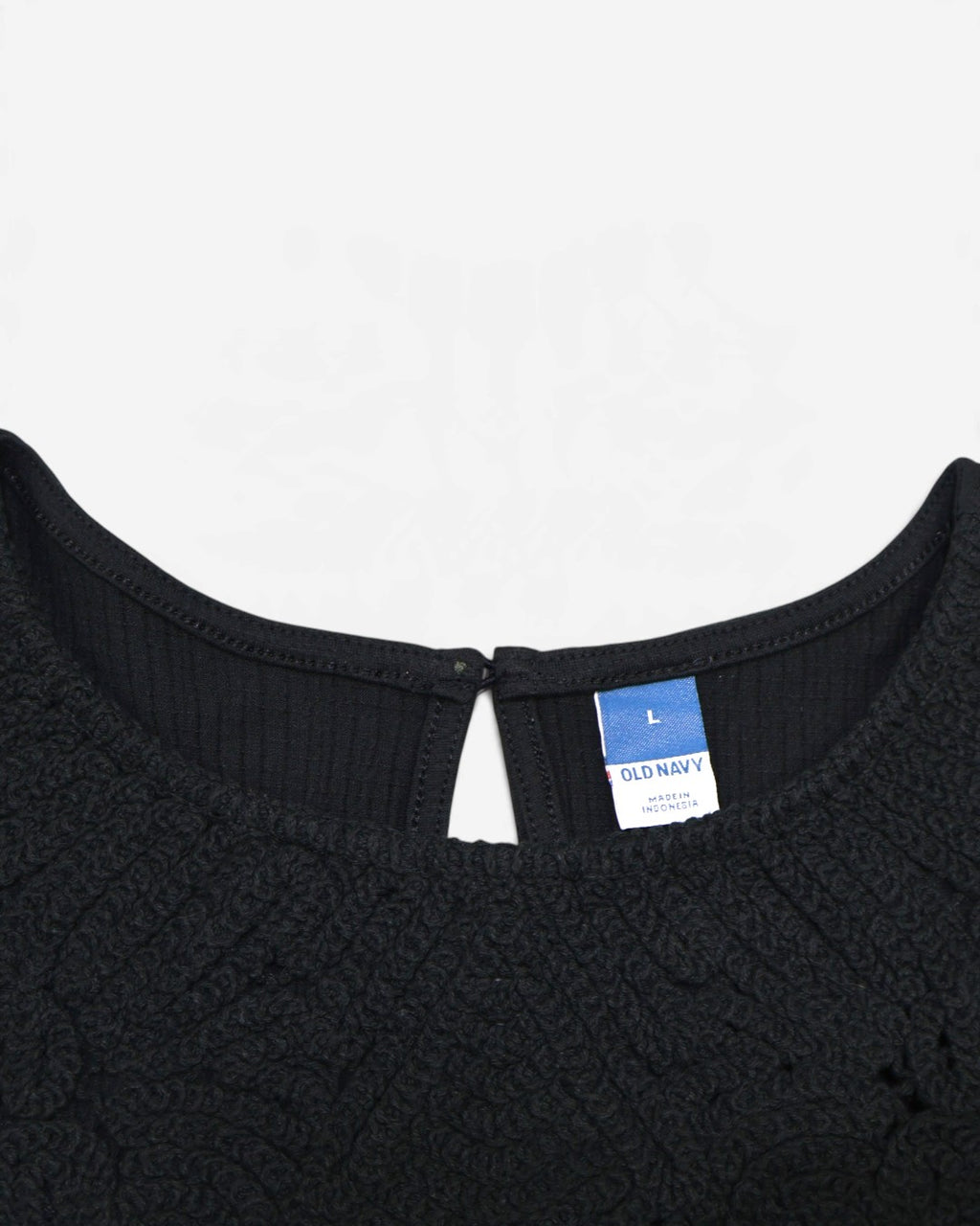 Blusa negra sin mangas con bordado en el pecho para mujer Old Navy talla L, foto 3
