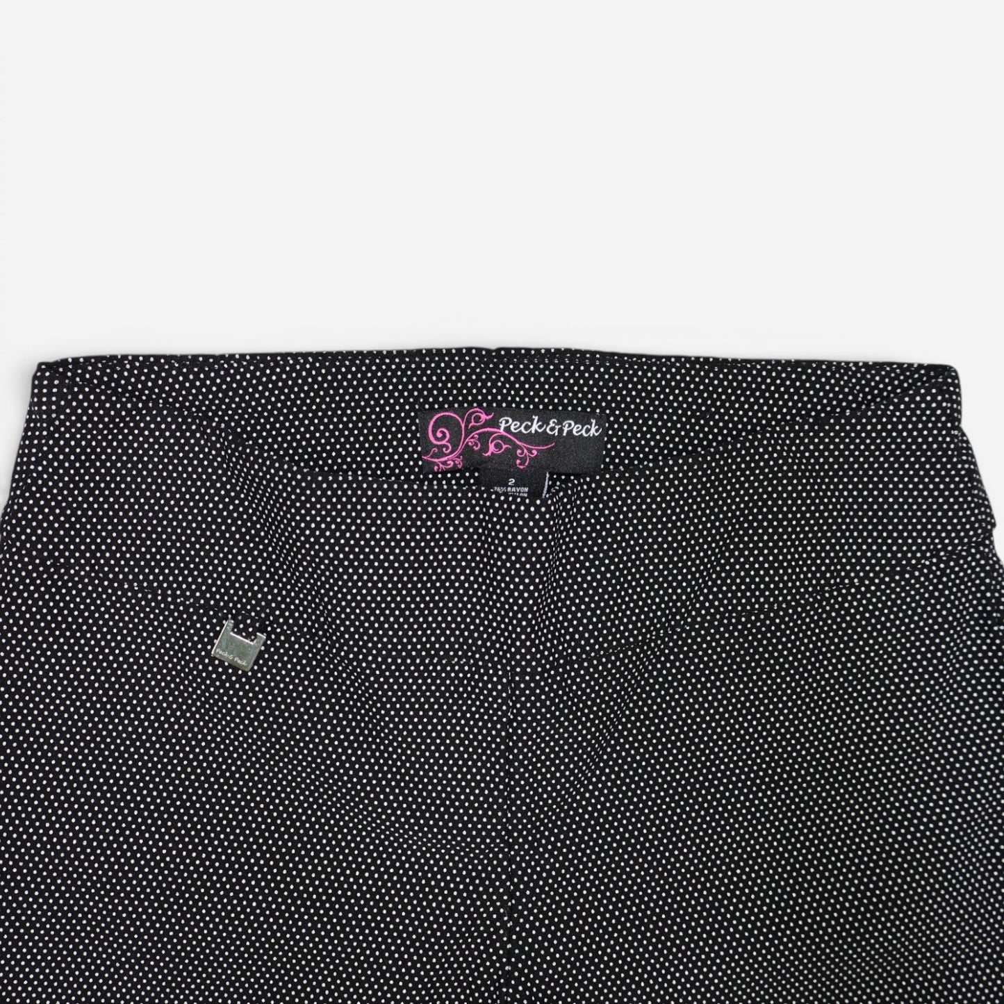 PANTALÓN CAPRI NEGRO CON PUNTITOS BLANCOS | PECK & PECK | TALLA 2 (XS)
