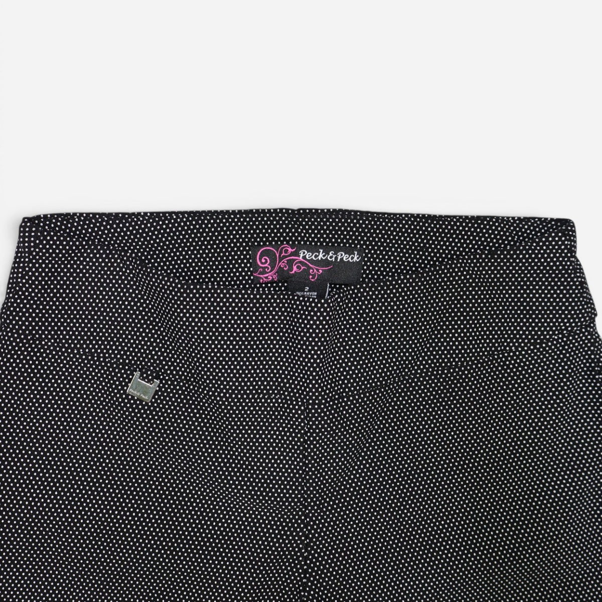 PANTALÓN CAPRI NEGRO CON PUNTITOS BLANCOS | PECK & PECK | TALLA 2 (XS)