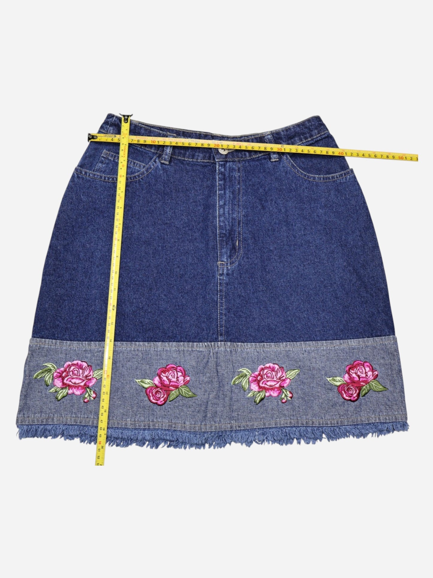 FALDA JEAN CON BORDADO DE FLORES | J.L. N.Y. SPORT | TALLA 9/10 (M)