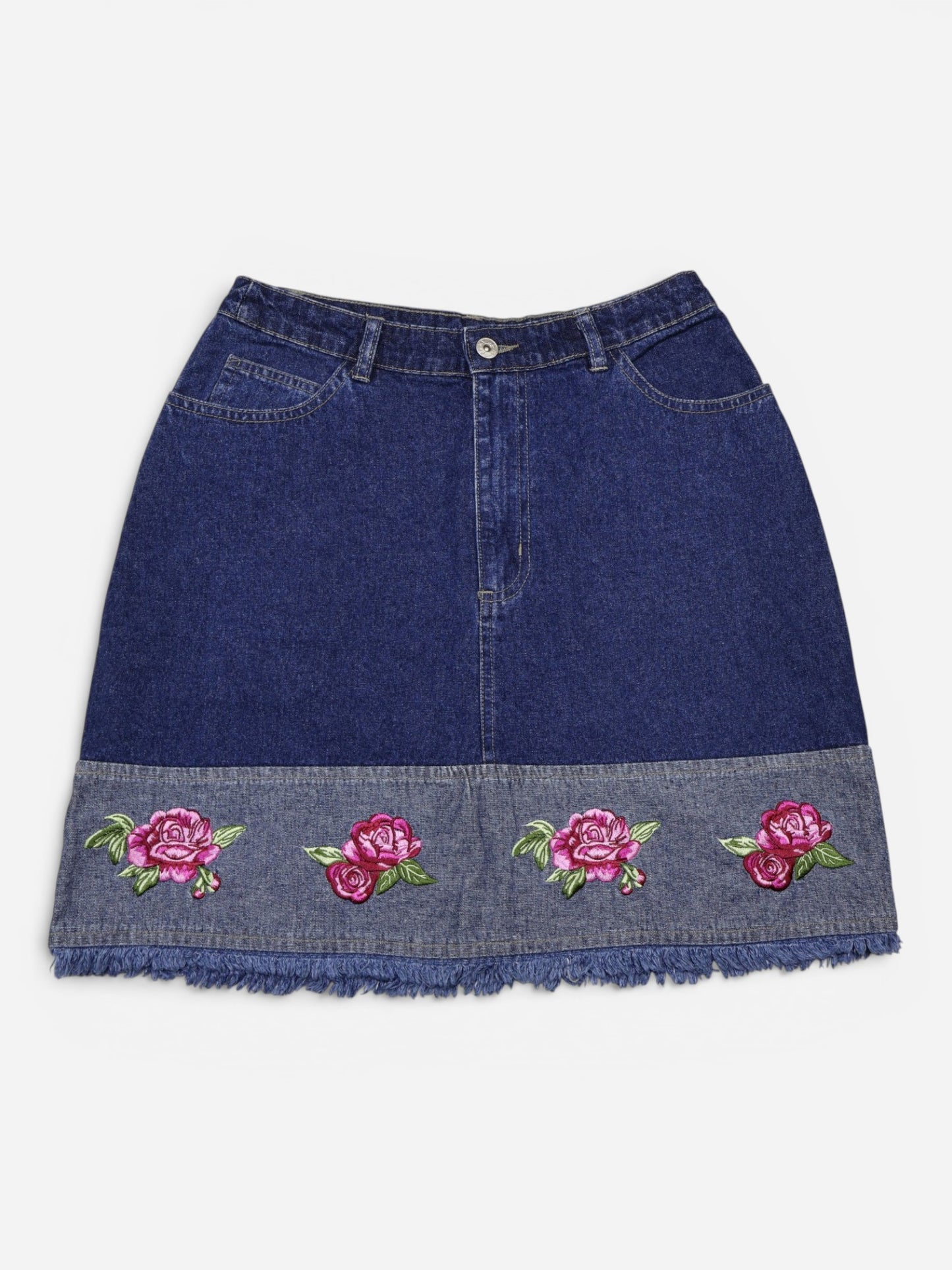 FALDA JEAN CON BORDADO DE FLORES | J.L. N.Y. SPORT | TALLA 9/10 (M)