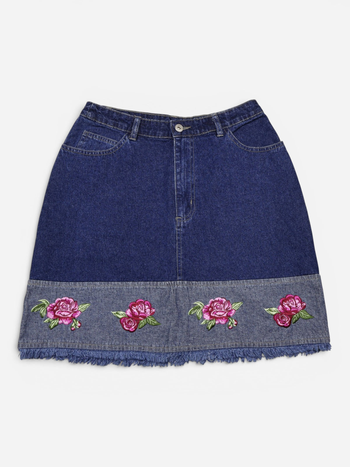 FALDA JEAN CON BORDADO DE FLORES | J.L. N.Y. SPORT | TALLA 9/10 (M)