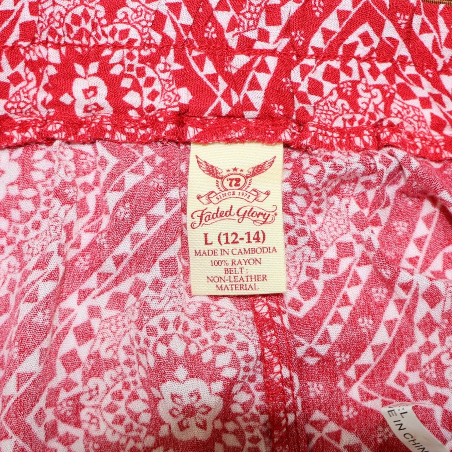 FALDA ROJA ESTAMPADA CON CORREA | FADED GLORY | TALLA L (12-14)