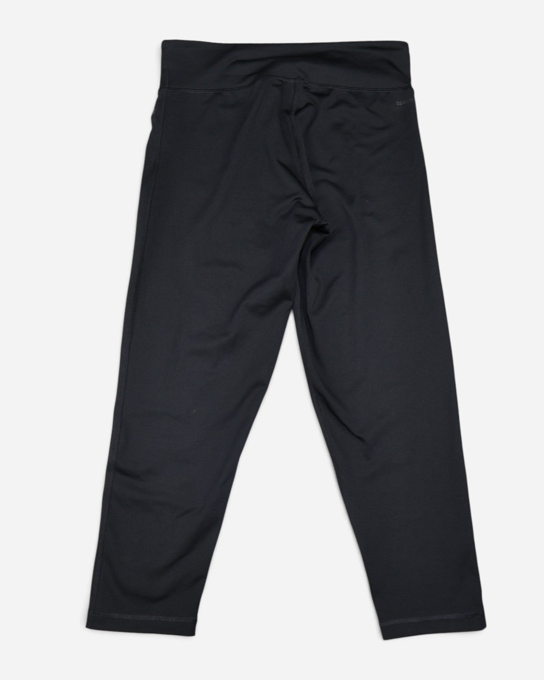 Leggings deportivos capri negros con logo blanco para mujer, marca adidas, talla M, ropa de segunda mano en República Dominicana