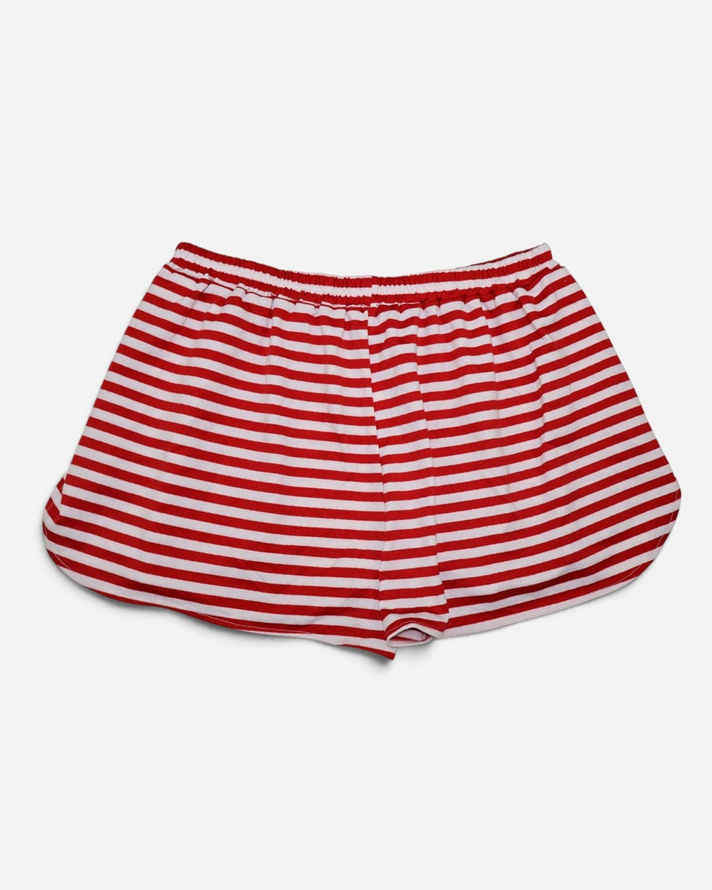 Parte trasera de shorts de rayas rojas y blancas para mujer, ropa de segunda mano en RD
