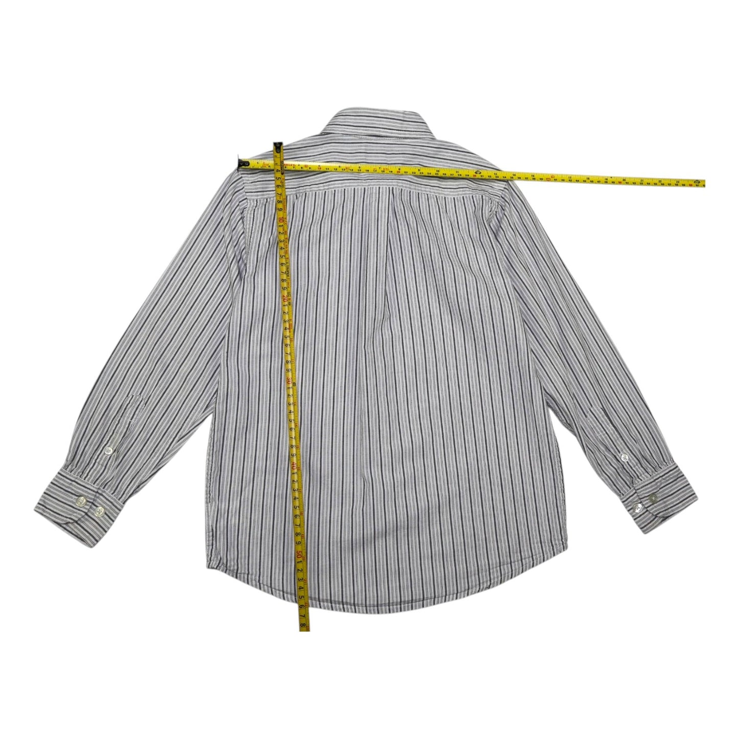 CAMISA MANGA LARGA DE RAYAS GRIS Y BLANCA | PLACE | TALLA M (7/8)