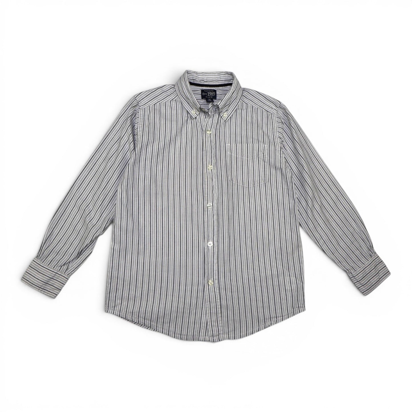 CAMISA MANGA LARGA DE RAYAS GRIS Y BLANCA | PLACE | TALLA M (7/8)