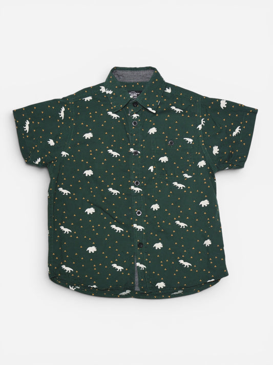 CAMISA MANGA CORTA VERDE CON DINOSAURIOS | EIGHTY EIGHT | TALLA 5/6