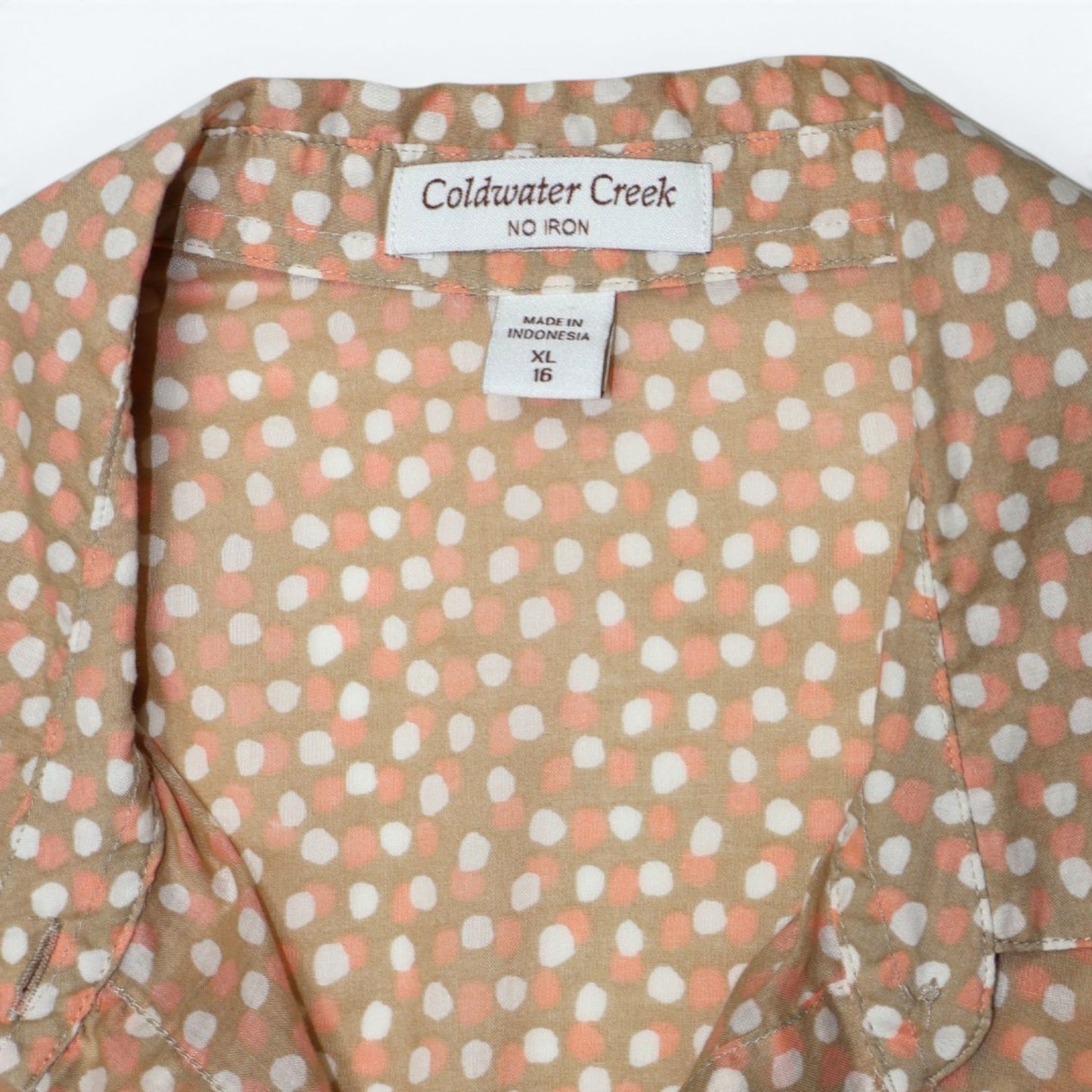CAMISA BEIGE DE PUNTITOS | COLDWATER CREEK | TALLA XL