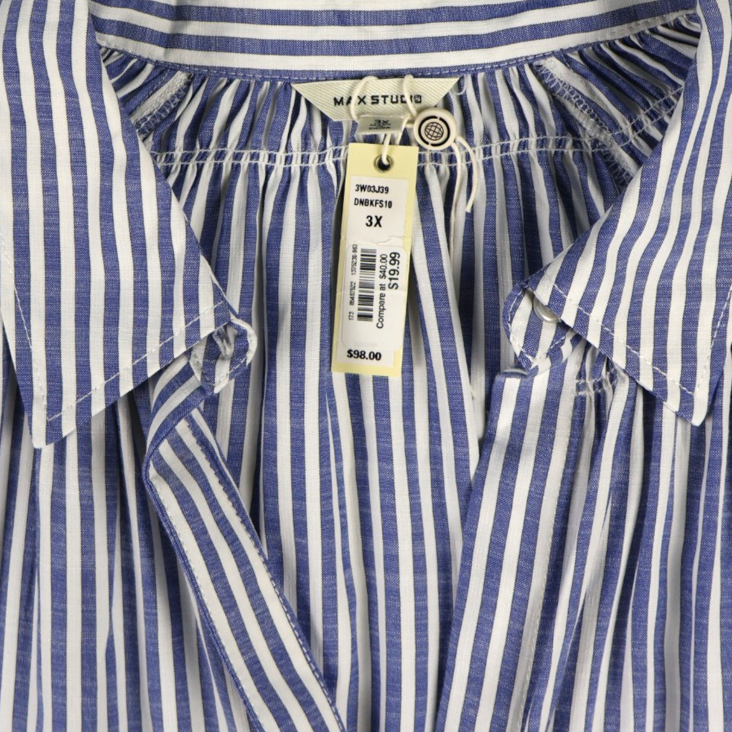 BLUSA DE RAYAS AZUL Y BLANCA | MAX STUDIO | TALLA 3X