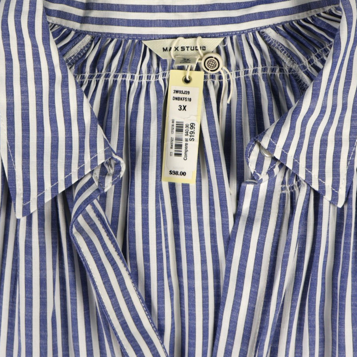 NEW | BLUSA DE RAYAS AZUL Y BLANCA | MAX STUDIO | TALLA 3X