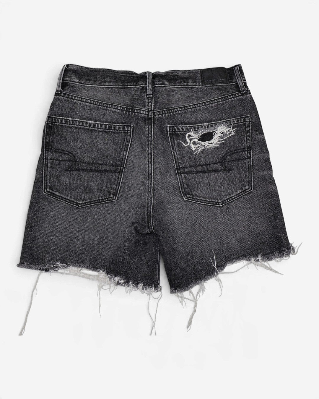 Shorts jean negros gastados para mujer American Eagle talla 4 (S), foto 2