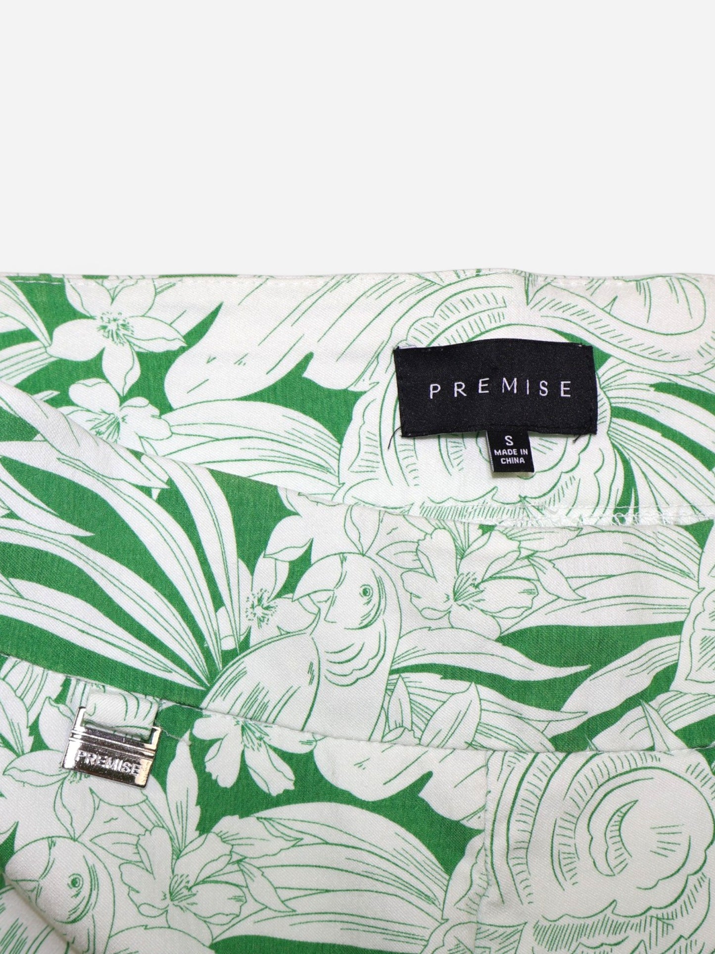 PANTALÓN VERDE CON ESTAMPADO TROPICAL | PREMISE | TALLA S