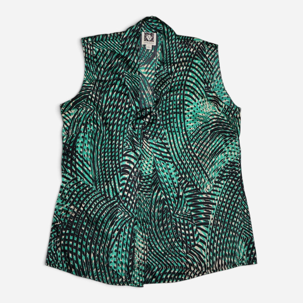 BLUSA SIN MANGAS CON ESTAMPADO VERDE PARA MUJER | ANNE KLEIN | TALLA XS