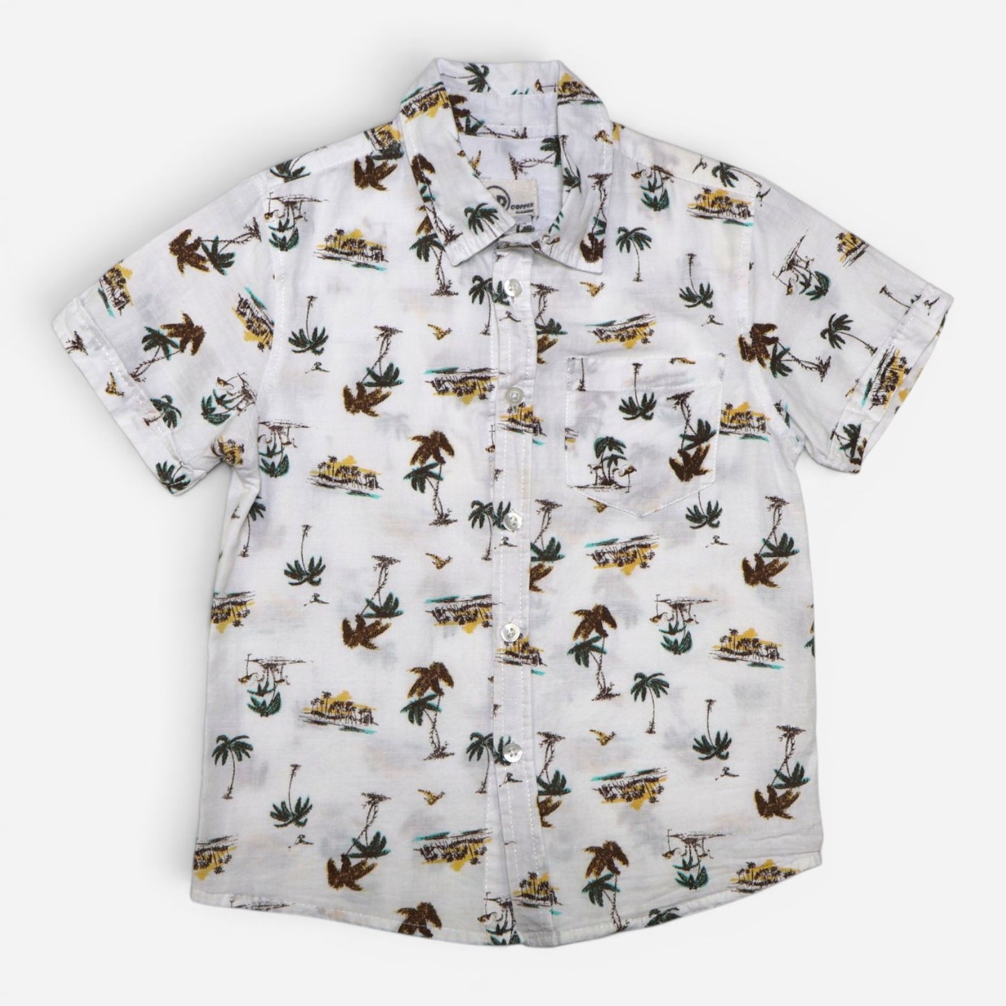 CAMISA MANGA CORTA CON ESTAMPADO TROPICAL | COPPER DENIM | TALLA 7