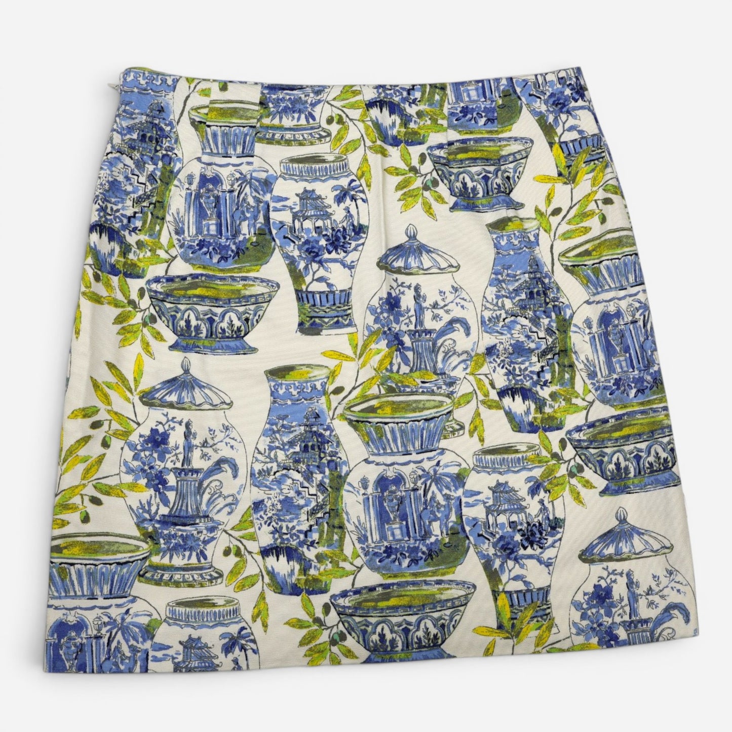 FALDA CORTA ESTAMPADO PORCELANA AZUL | TALBOTS | TALLA 4 (S)