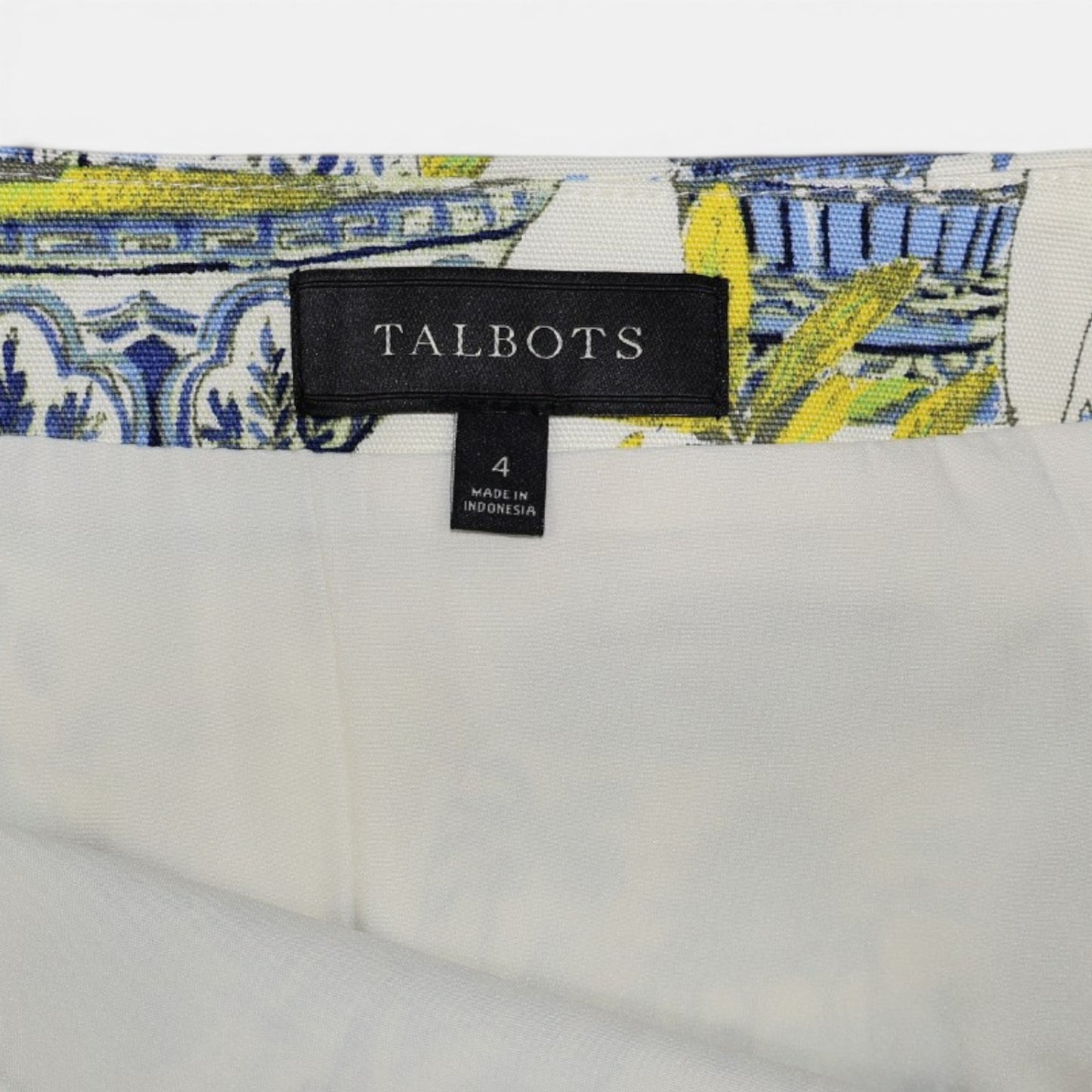 FALDA CORTA ESTAMPADO PORCELANA AZUL | TALBOTS | TALLA 4 (S)