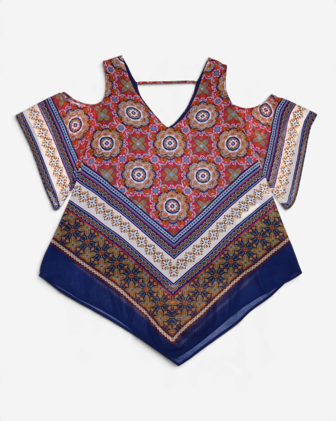 Top estampado con ruedo en puntas para mujer DR2 talla M, ropa de segunda mano en República Dominicana