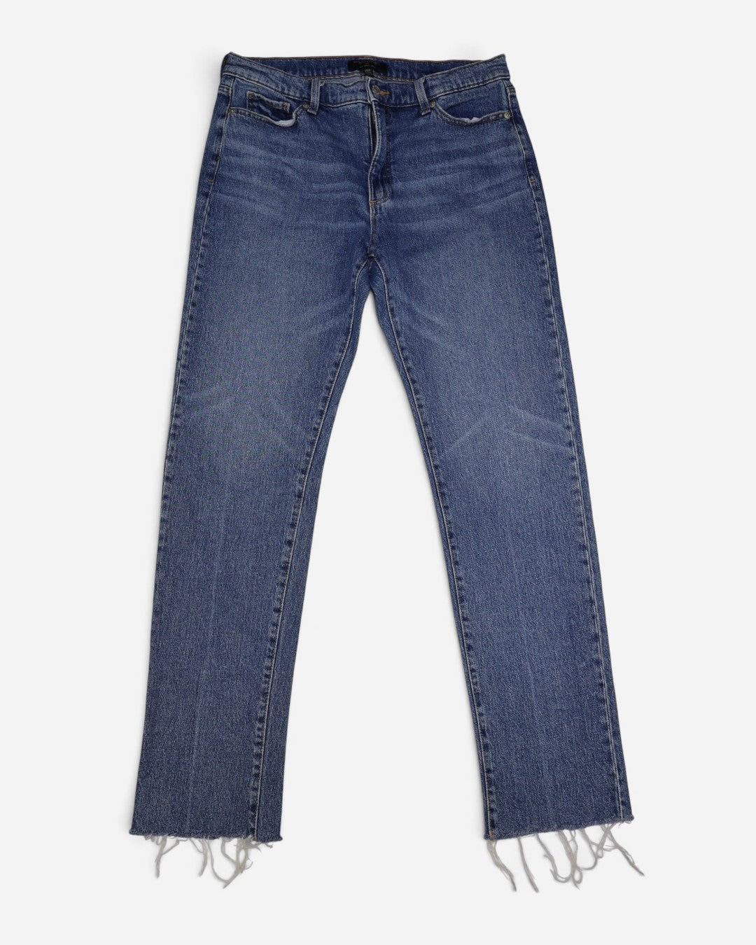 Jeans rectos azules con ruedo deshilachado para mujer, marca Banana Republic, talla 29/8, ropa de segunda mano en República Dominicana