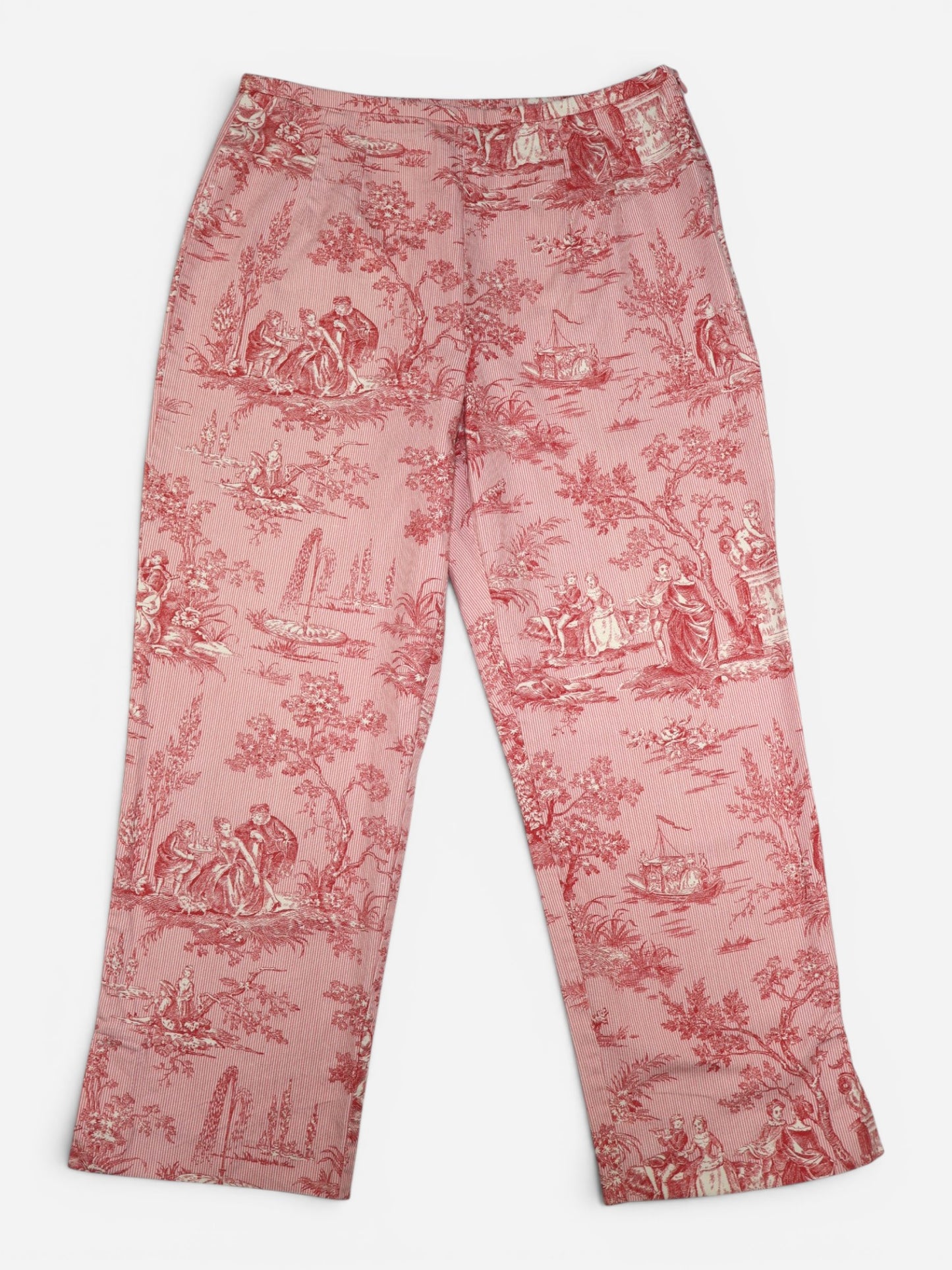PANTALÓN CAPRI ROSADO CON ESTAMPADO LIENZO DE JOUY | SHARON YOUNG | TALLA 6 (S)