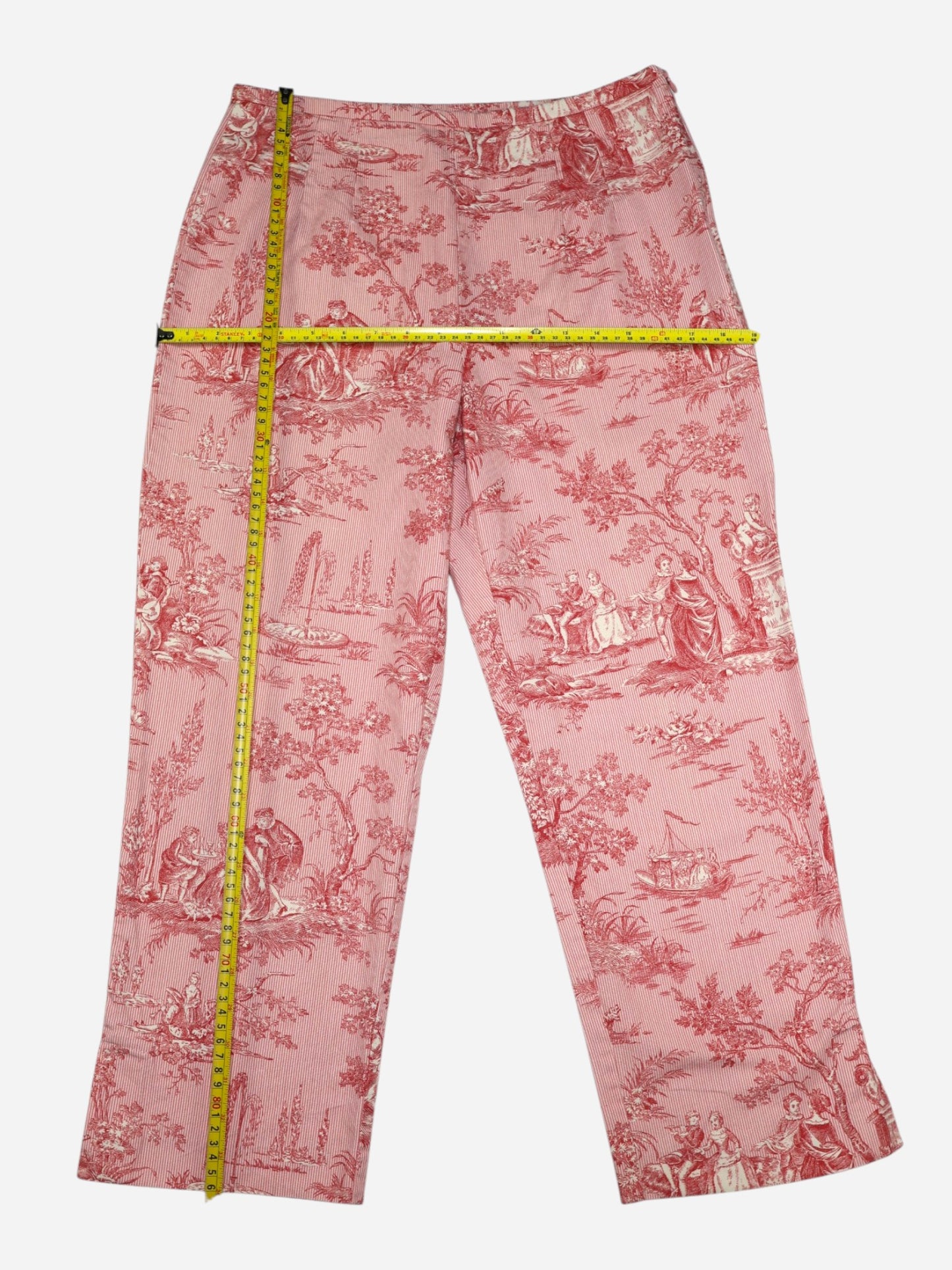 PANTALÓN CAPRI ROSADO CON ESTAMPADO LIENZO DE JOUY | SHARON YOUNG | TALLA 6 (S)