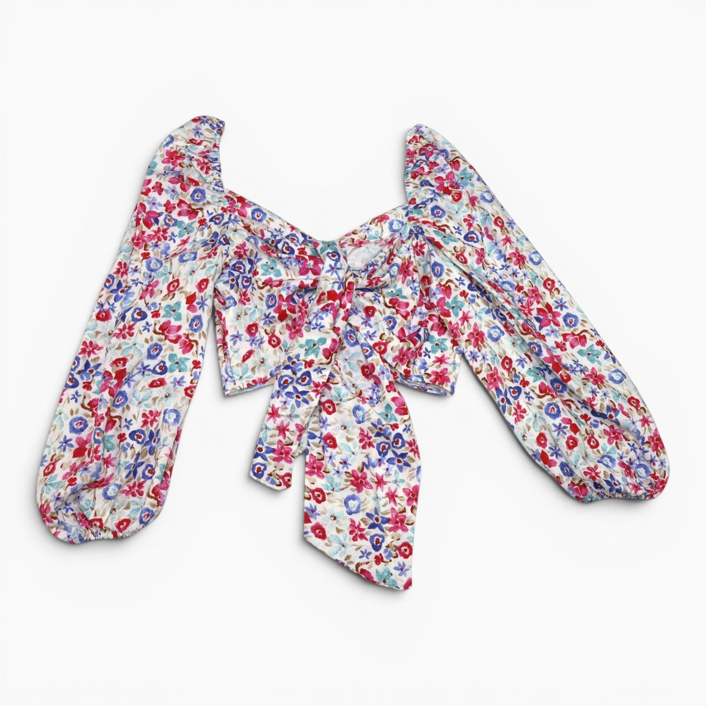 TOP CORTO CON ESTAMPADO FLORAL Y MANGAS ABULLONADAS | ZARA | TALLA S