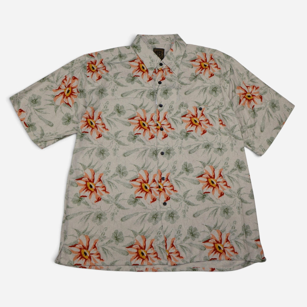 NEW | CAMISA DE SEDA PARA HOMBRE CON ESTAMPADO FLORAL | BRUNO | TALLA XL