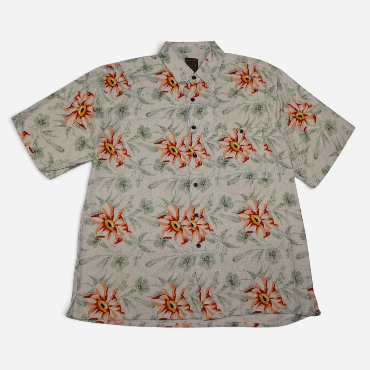 NEW | CAMISA DE SEDA PARA HOMBRE CON ESTAMPADO FLORAL | BRUNO | TALLA XL