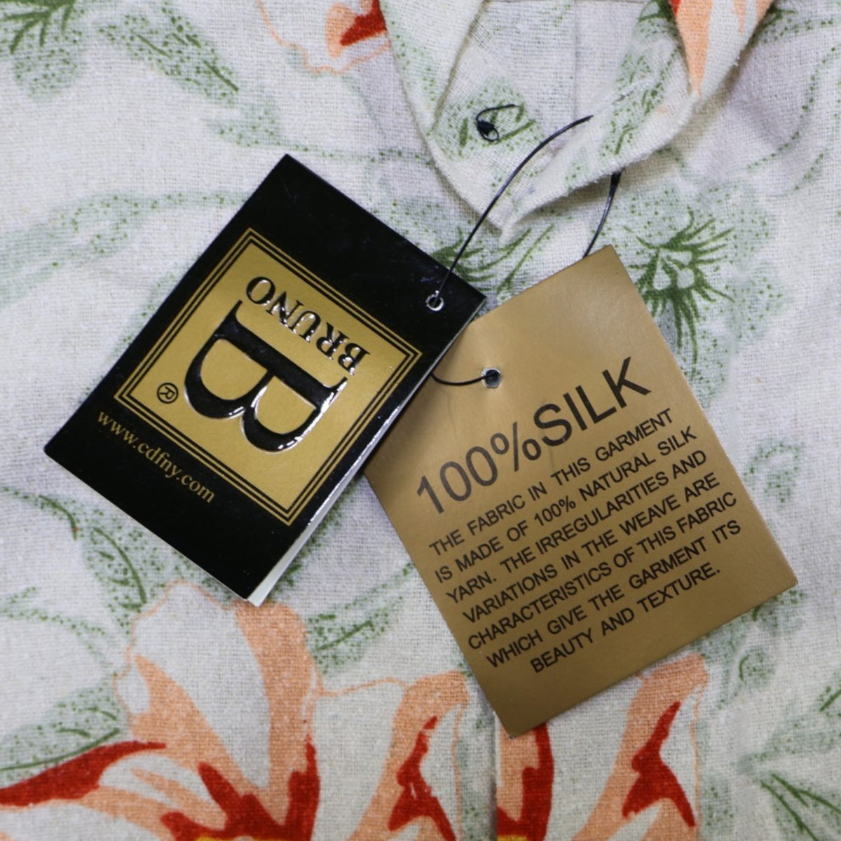 NEW | CAMISA DE SEDA PARA HOMBRE CON ESTAMPADO FLORAL | BRUNO | TALLA XL