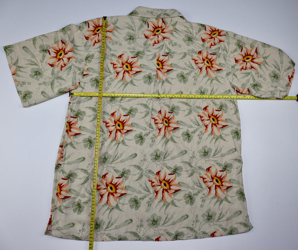 NEW | CAMISA DE SEDA PARA HOMBRE CON ESTAMPADO FLORAL | BRUNO | TALLA XL