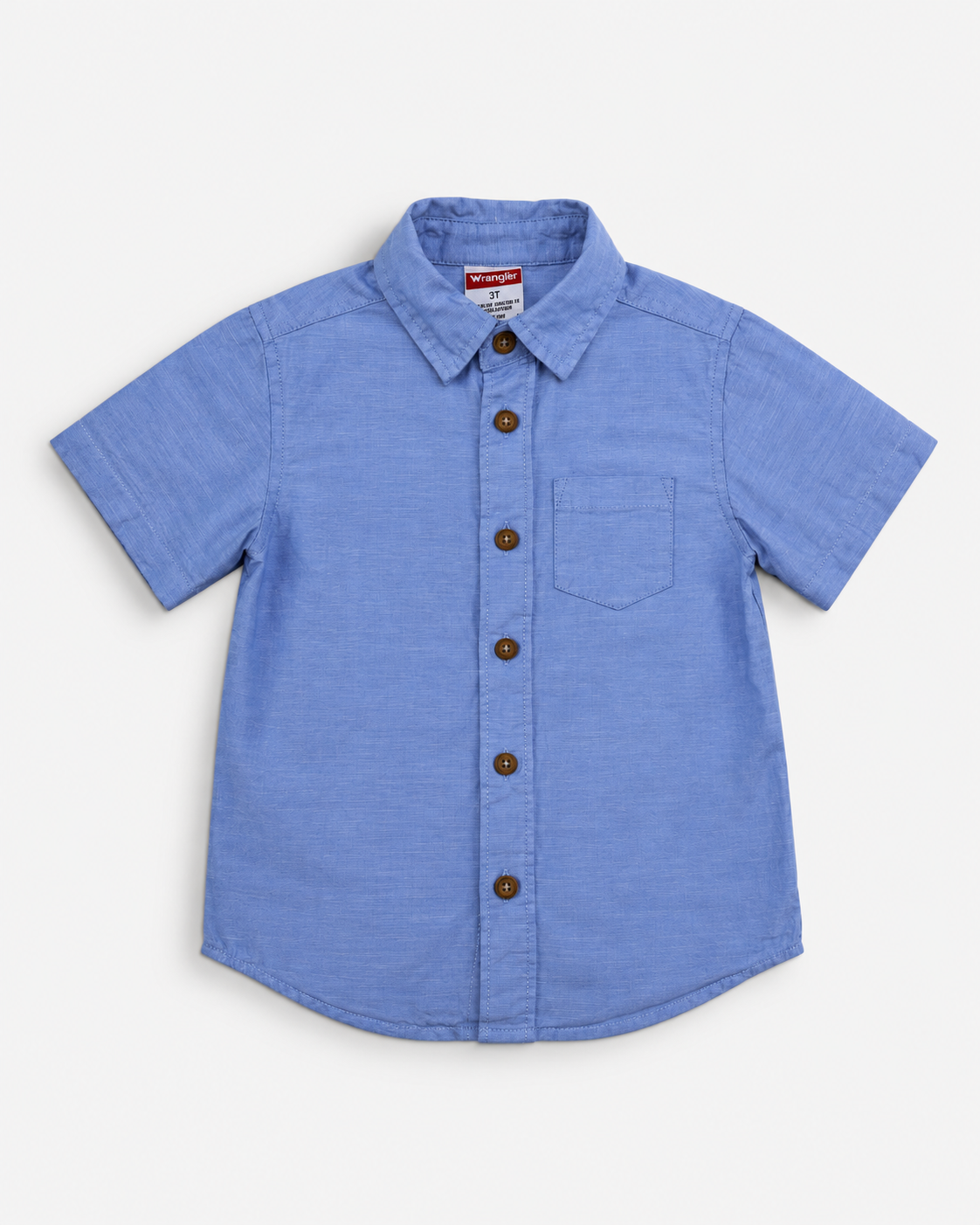 Camisa azul claro de mangas cortas para niño Wrangler talla 3T, ropa de segunda mano en República Dominicana