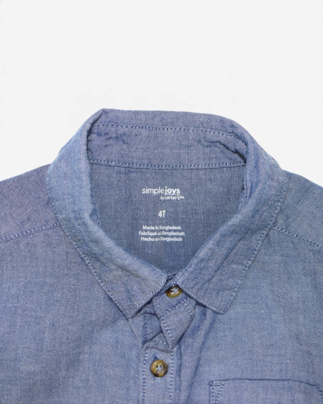 Camisa azul de mangas largas para niño Simple Joys by Carter's talla 4T, foto 4