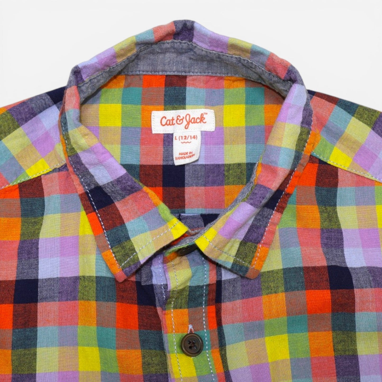 CAMISA DE CUADROS MANGAS CORTAS PARA NIÑOS | CAT & JACK | TALLA L (12/14)