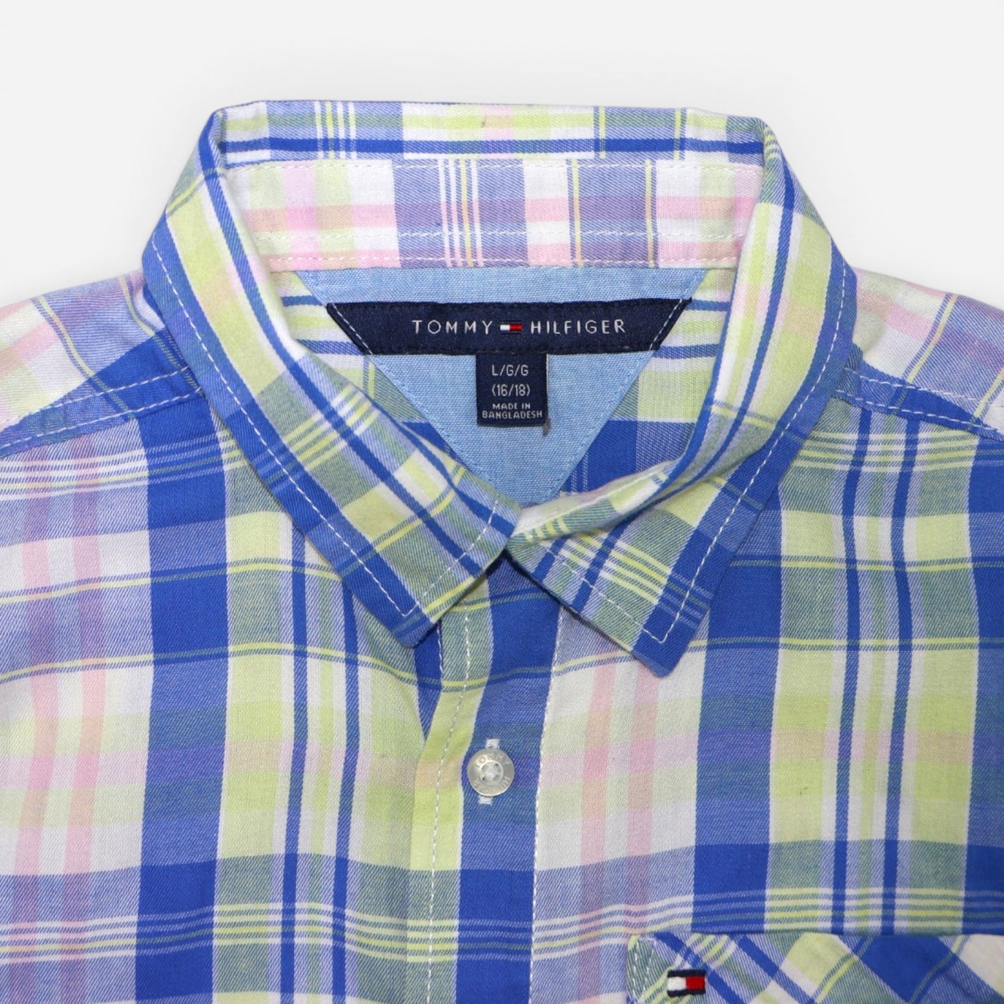 CAMISA DE CUADROS AZUL Y VERDE PARA ADOLESCENTES | TOMMY HILFIGER | TALLA L (16/18)