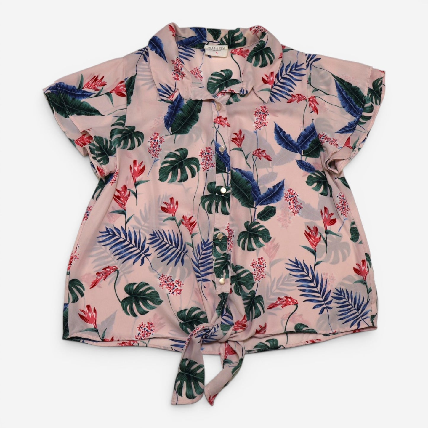 CAMISA MANGA CORTA CON ESTAMPADO TROPICAL | SIENNA SKY | TALLA S