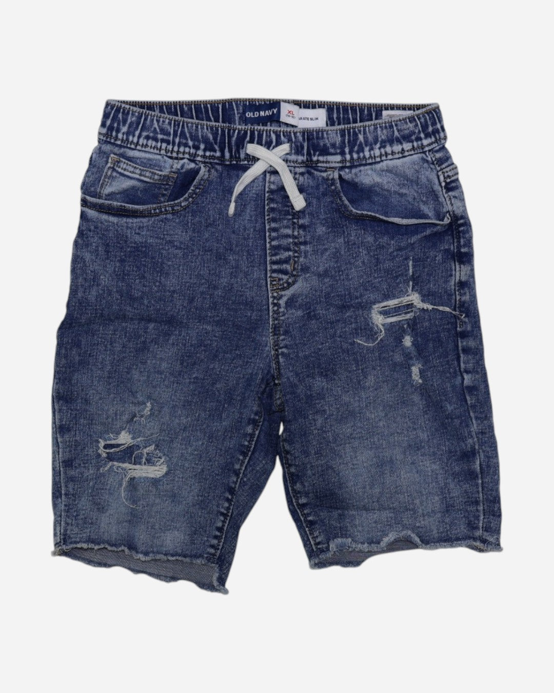 Shorts de jean azul con rotos y cintura elástica para niño, marca Old Navy, talla XL (14-16), ropa de segunda mano en República Dominicana